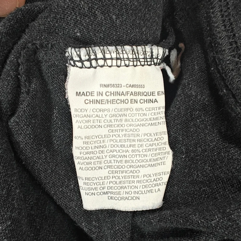 Nike Mens Charcoal Heather Grey Full Zip Hoodie Organic Cotton Blend Large